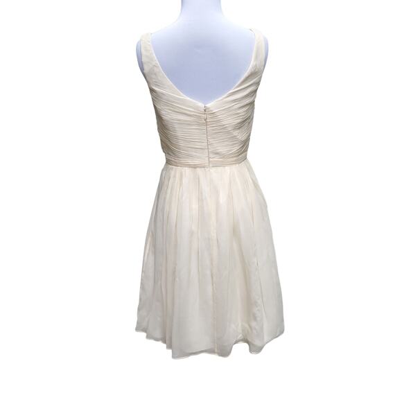 J. Crew Champagne Silk Chiffon Heidi Wedding Party Dress Style 93100 Sz 4 - Picture 9 of 16